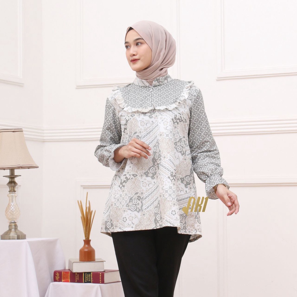 Baju Batik Wanita Modern Atasan Blouse Batik Kerja Kantor Wanita