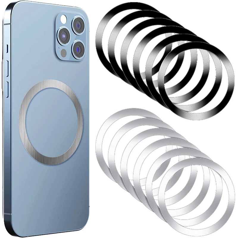 IPHONE Untuk Magsafe Wireless Charger Magnet Mobil Handphone Holder Besi Lembaran Untuk Android Iphone13 /12 /11 Universal Magnetic Toroidal Plat Logam Stiker Rings