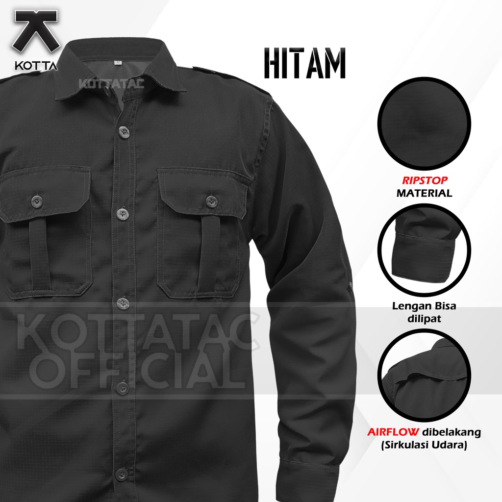 KEMEJA PDL HITAM - KEMEJA LAPANGAN HITAM - KEMEJA OUTDOOR HITAM