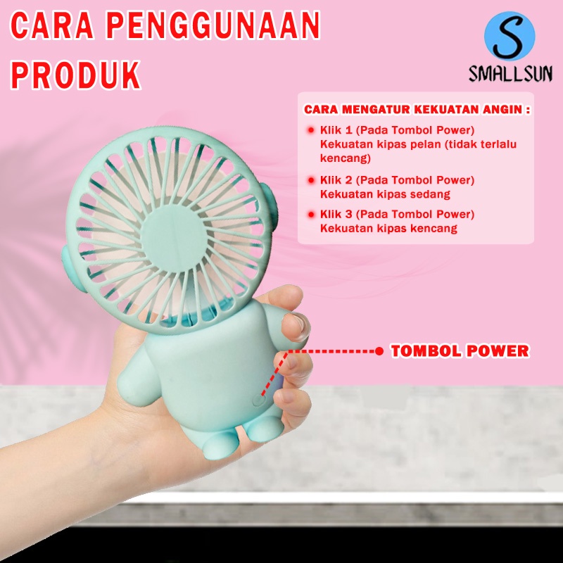 Kipas Angin Portable Mini Karakter Astronot Stand Portable Pocket Fan