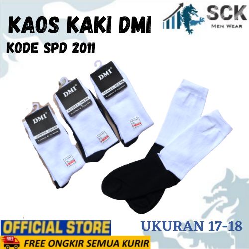 Kaos Kaki Sekolah Panjang DMI 2011 Polos Putih Kombinasi Hitam / Kaus Kaki Anak TK SD DMI 2011 Halus