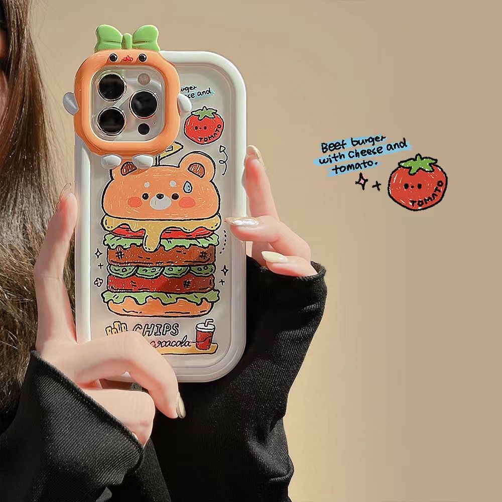 Redmi Note11 Pro Note11S 10C 10A 9C 9A 10 9T 9 Note10 5G 10s Note9 Note8 Poco M5S X3 NFC M3 Pro Case Kreatif MCD Hamburger Bear 3D Monster Lens Shockproof Phone Cover BY