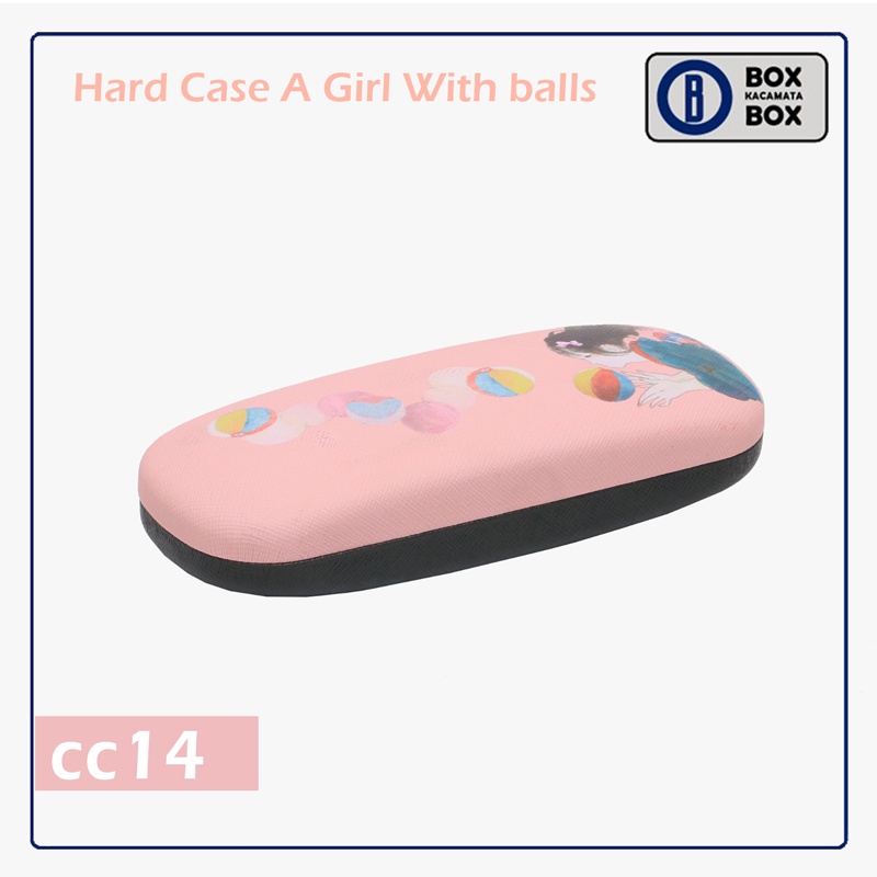 Box Kacamata Hard Case / Tempat Kacamata Cepuk Magnet Hard Case Motif Girl With Balls Girly Lucu Unik Terbaru