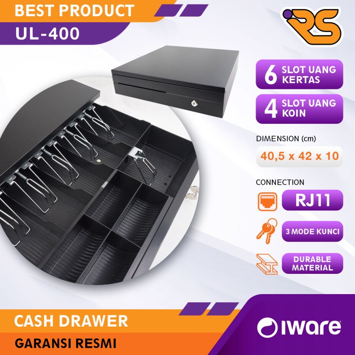 

[[JNT COD]] LACI UANG / CASH DRAWER / LACI KASIR RJ-11 IWARE UL-400 STANDARD POS