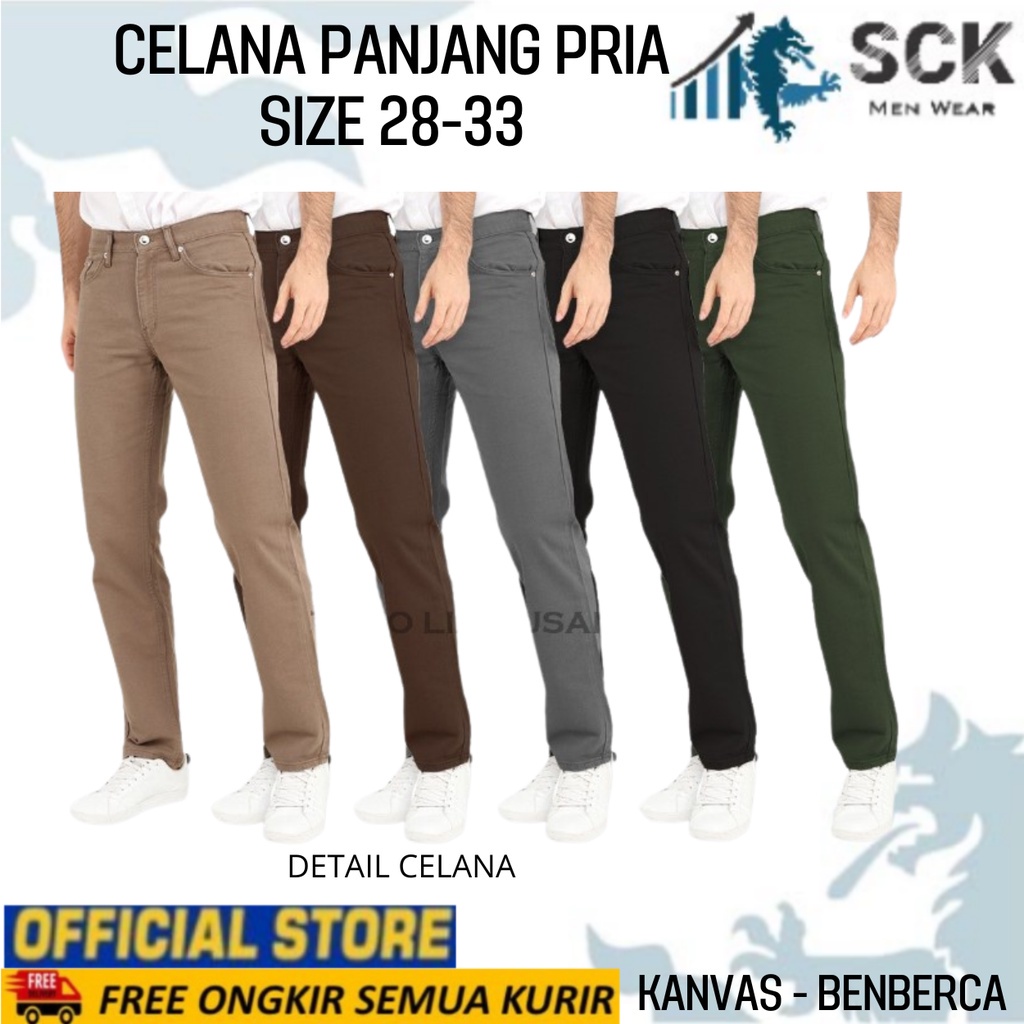 Celana Panjang Pria BENBERCA KANVAS ukuran 28-33 / Pakaian Kerja Formal Laki-laki / Bawahan Basic Halus - sckmenwear GROSIR