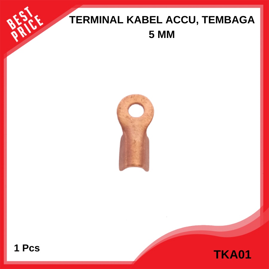 Terminal Kabel Aki Skun Sekun Tembaga ukuran 5 mm 1 pcs Sekun Mata Ayam Tembaga skun kabel massa mas