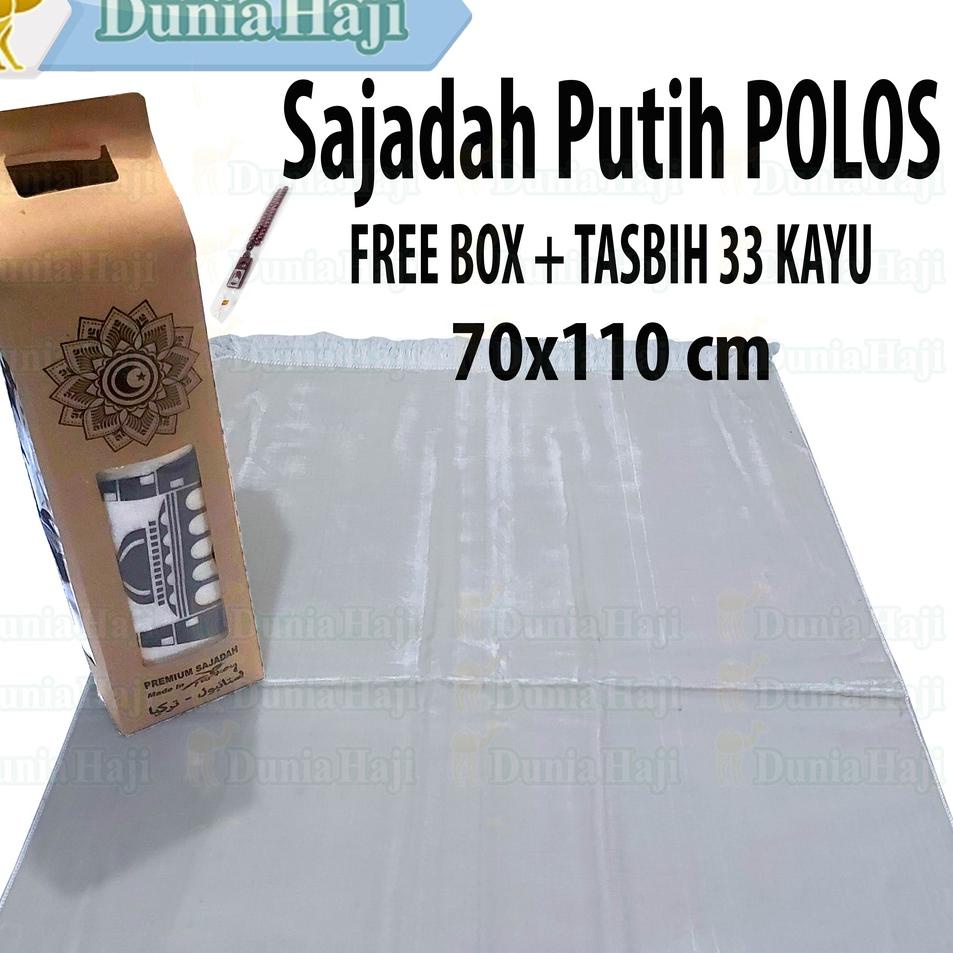 ♠ Sajadah Putih Polos Import Turki Besar Tebal Bludru Turkey Ekslusive ➳
