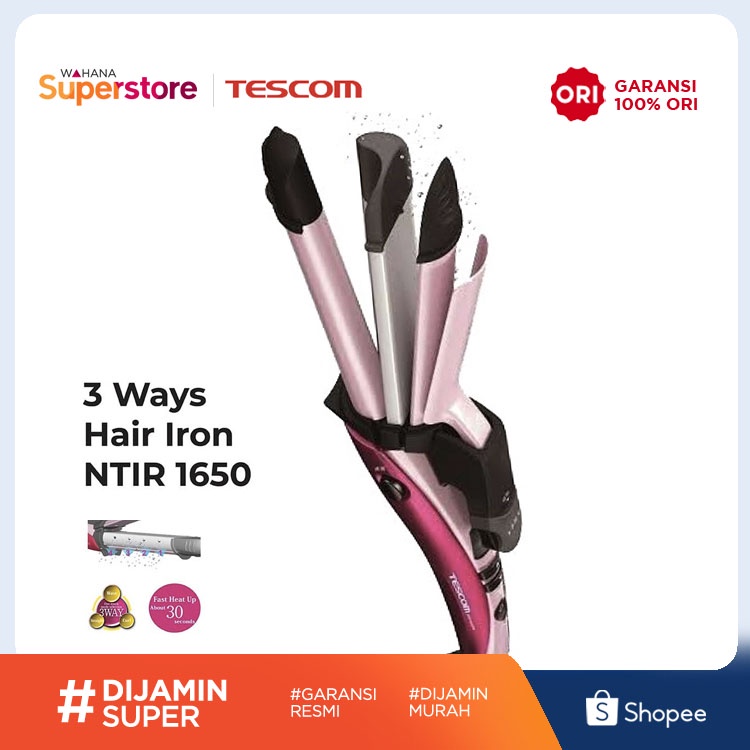 Tescom Catokan Pengeriting Rambut 3 Ways Hair Iron - NTIR1650