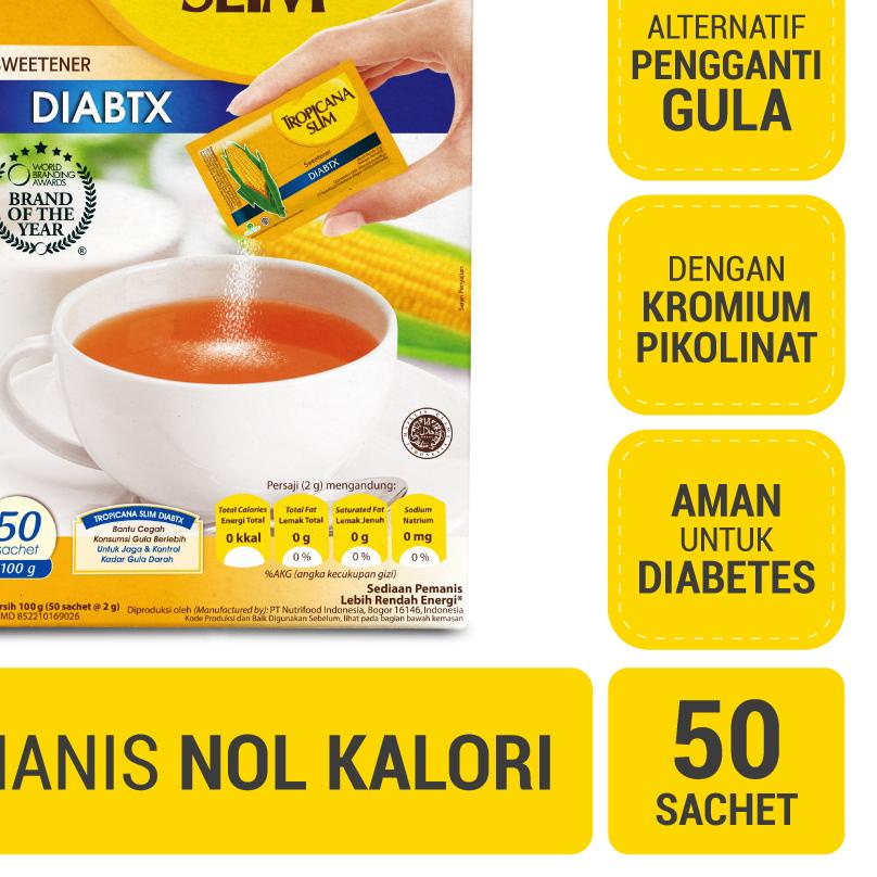 

➤ Tropicana Slim Sweetener Diabtx 50 Sachet - Pemanis untuk i ➵