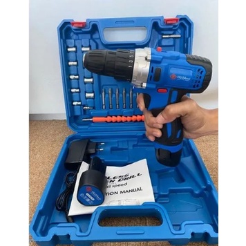 HUJIA MESIN BOR BATERAI CAS CORDLESS DRILL SET 10MM 12V PRO 1012