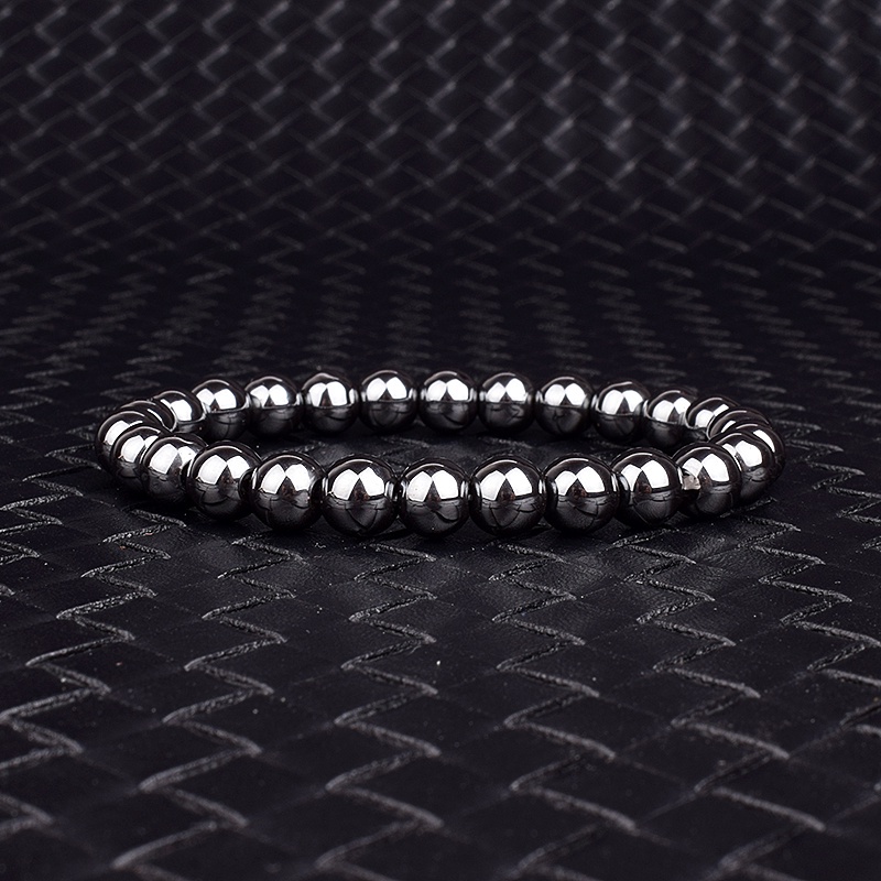 Gelang Nature Energy Hematite Protect Health Bracelets 6/8/10/12mm Magnetic Hematite Beads