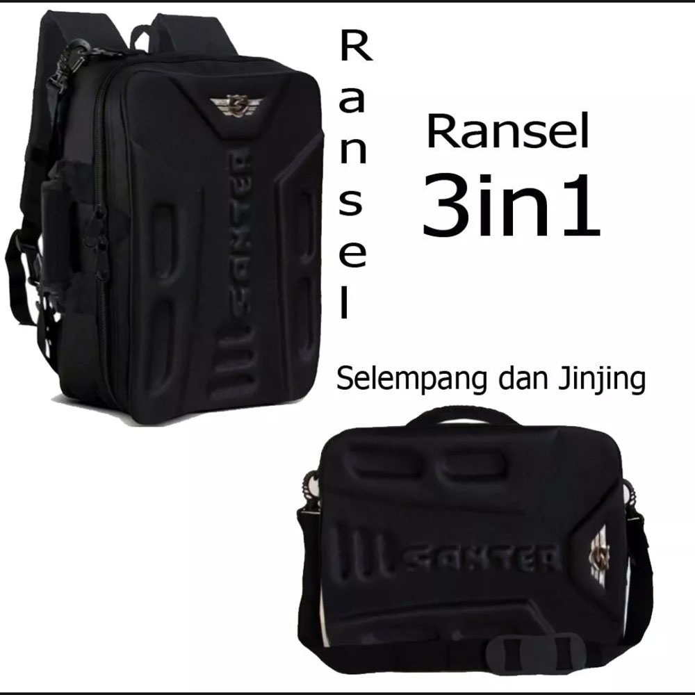 TAS SANTER LAPTOP 3 FUNGSI TAS PRIA SELEMPANG 3 FUNGSI TAS RANSEL LAPTOP TAS PRIA SELEMPANG LAPTOP 14 INCI