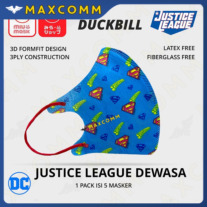 Masker MIU MASK Justice League 3D Duckbill Mask Dewasa (3Ply)