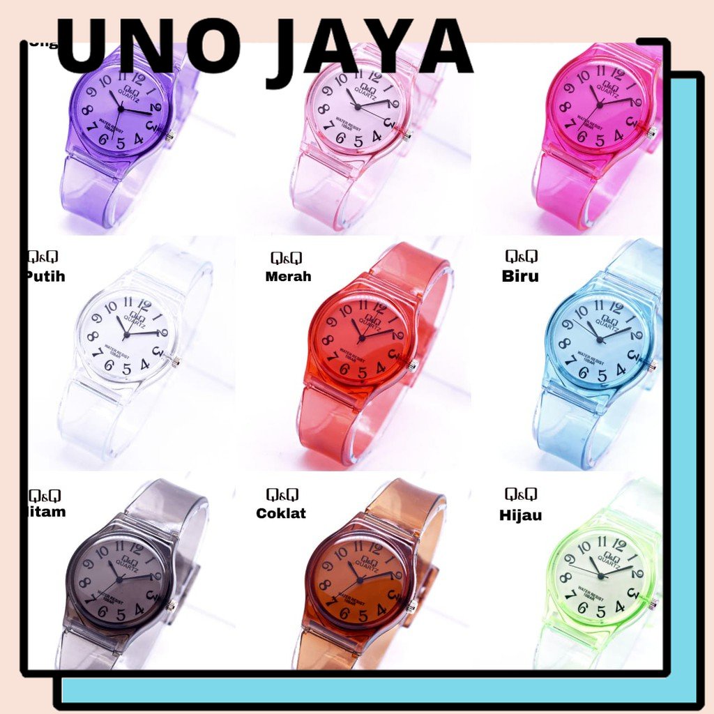 UJ.ACEH  Jam Tangan Q&Q Angka Rubber Transparant Transparan Bening Karet Murah QQ Best Seller Jelly
