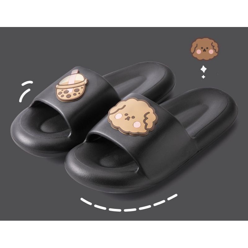 Sendal EVA Flat Milk Tea Dog Perempuan Wanita Pria Unisex Sendal Jelly Karet Anti Slip Anti Licin Fuji Import Slip On Flip Flop Terbaru Casual Ringan Nyaman Elastis Empuk MTD