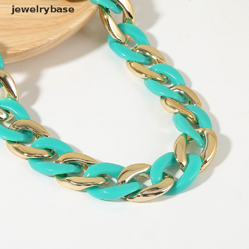 [jewelrybase] Akrilik Besar Chunky Tebal Choker Kalung Resin Kalung Perhiasan Retro Gaya Hip Hop Warna Tidak Luntur Resin Akrilik Kalung Ins Gaya Y2K Kalung Butik