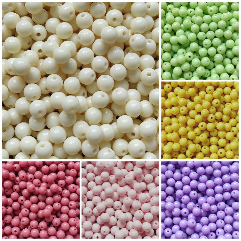 25gr manik-manik mote susu pastel ukuran 6,8,10mm