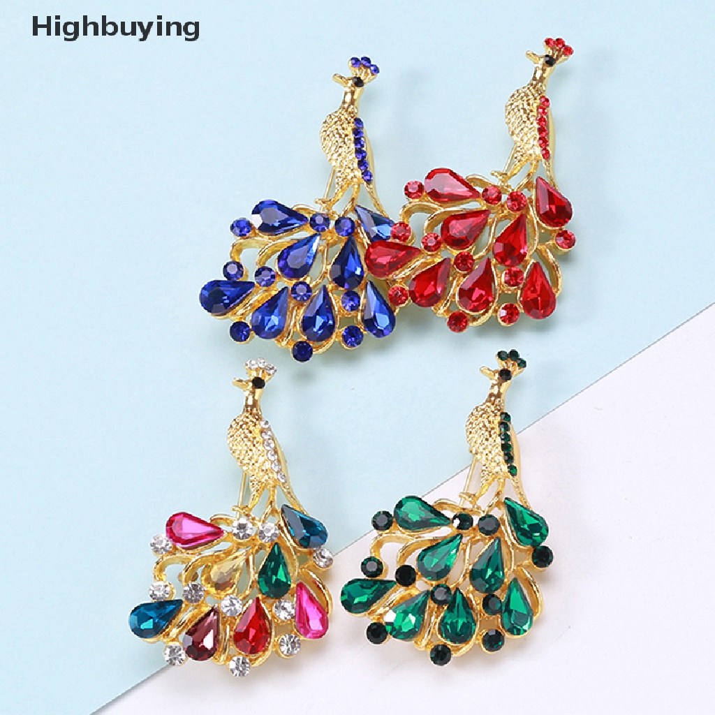 Hbid Retro Hewan Bros Berkilau Berlian Imitasi Merak Bros Hewan Bros Pin Perhiasan Hadiah Aksesoris Pakaian Ornamen Glory