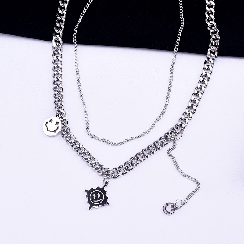 Kalung Pendek Bahan Titanium Steel Model Double Layer Gaya Eropa Amerika