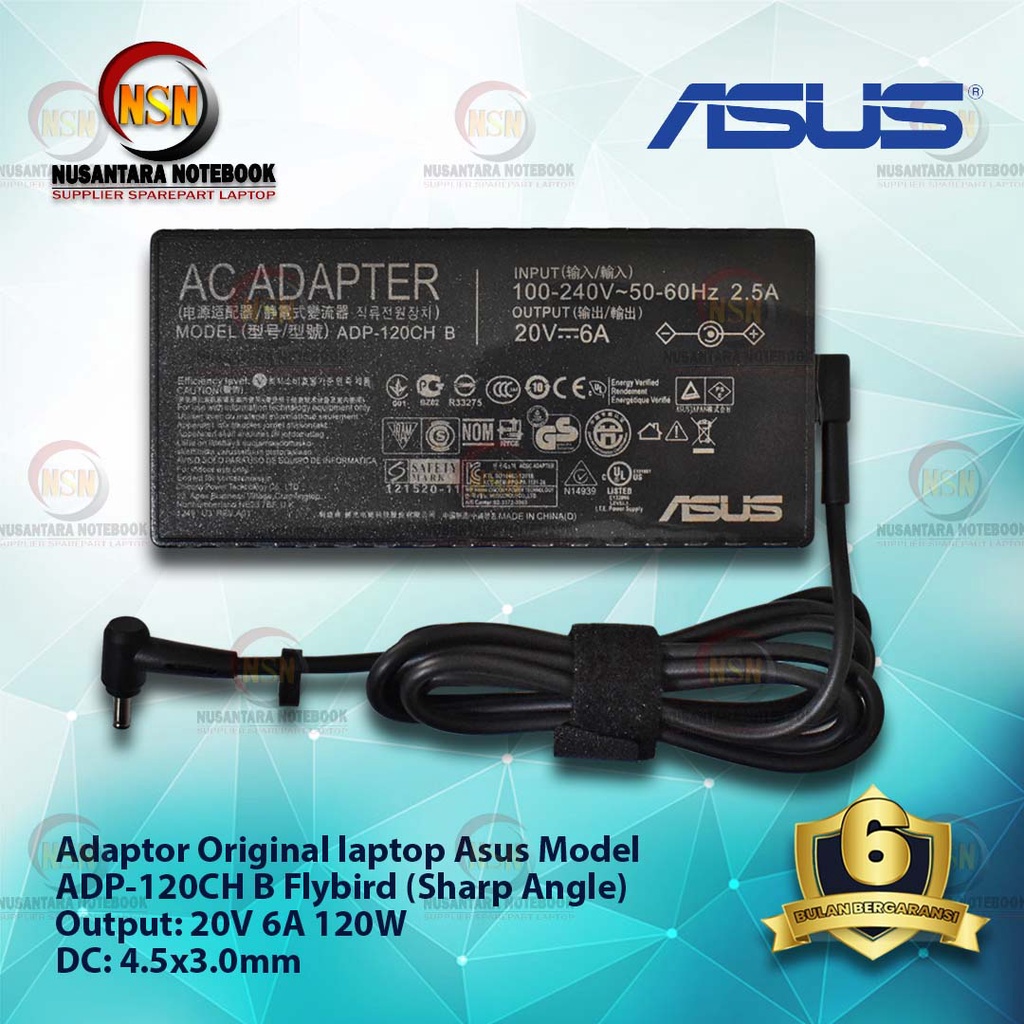 Adaptor Original ASUS ADP-120CH B 20V 6A DC 4.5x3.0mm Flybird (Sharp Angle)