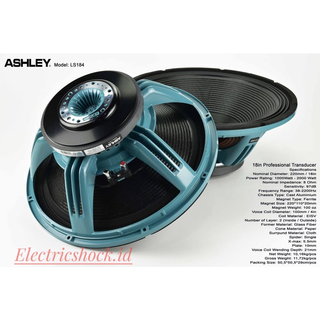 SPEAKER KOMPONEN ASHLEY LS 184 LS184 18INCH/ LS-184