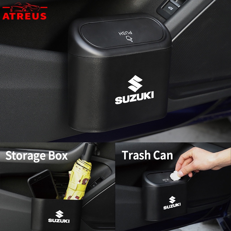 Suzuki Tempat Sampah Mobil Gantung Tutup Flip Dustbin Tipe Tekan Storage Box Organizer Aksesoris Mobil Untuk ERTIGA Splash Swift XL7 SX4 Jimny Vitara Katana