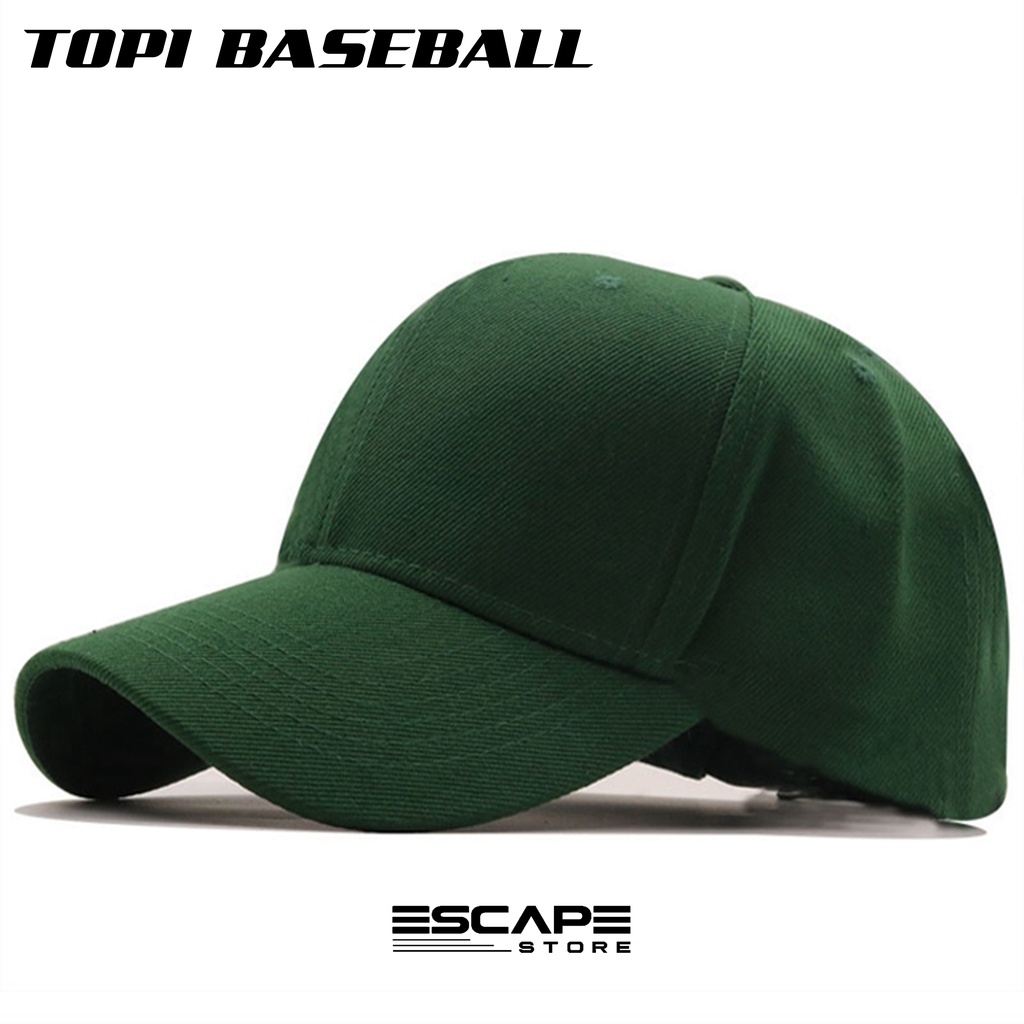 Topi Hijau Botol Pria Wanita Jenis Baseball Bahan Rapel Standart Distro