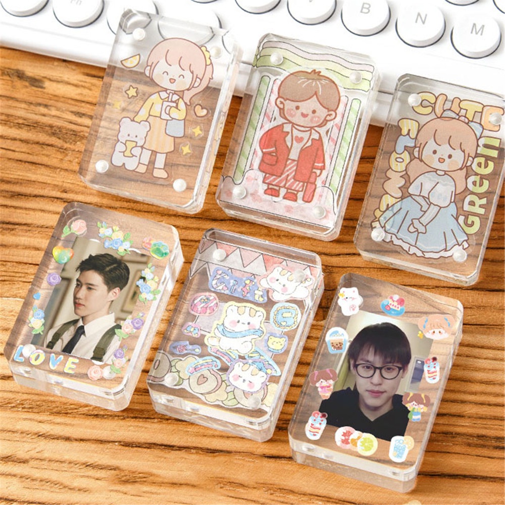 【 COD Tangding 】 Transparent Magnetic Guka DIY Acrylic Brick Thickened Card Student Hand Account Photo Stickers Card