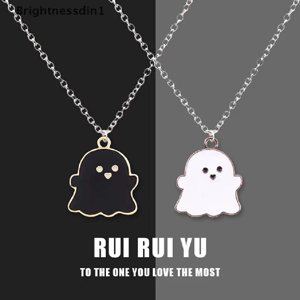 [Brightnessdin1] Kartun Hantu Persahabatan Pasangan Liontin Kalung Fashion Wanita Pria Teman Terbaik Indah Kalung Perhiasan Hadiah Butik