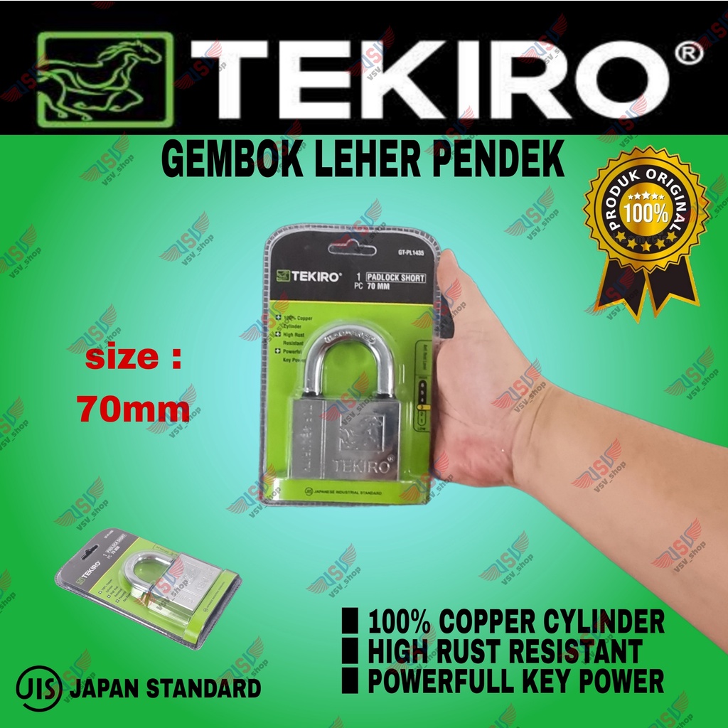 TEKIRO Gembok Leher Pendek 70mm Kunci Gembok Rumah Anti Maling Anti karat