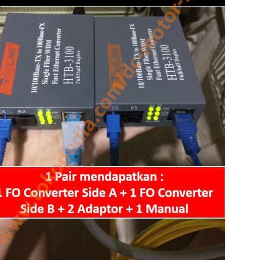 ✬ 1 Pair 100 Mbps Fiber Optik  Media Converter Optic / FO Converter RJ45 HTB3100 HTB-3100 ۩