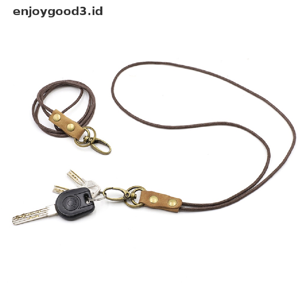 【 Rready Stock 】 1Pc Cow Leather Key Lanyard Neck Strap For Card Holder Lanyard Key Chain （ ID ）