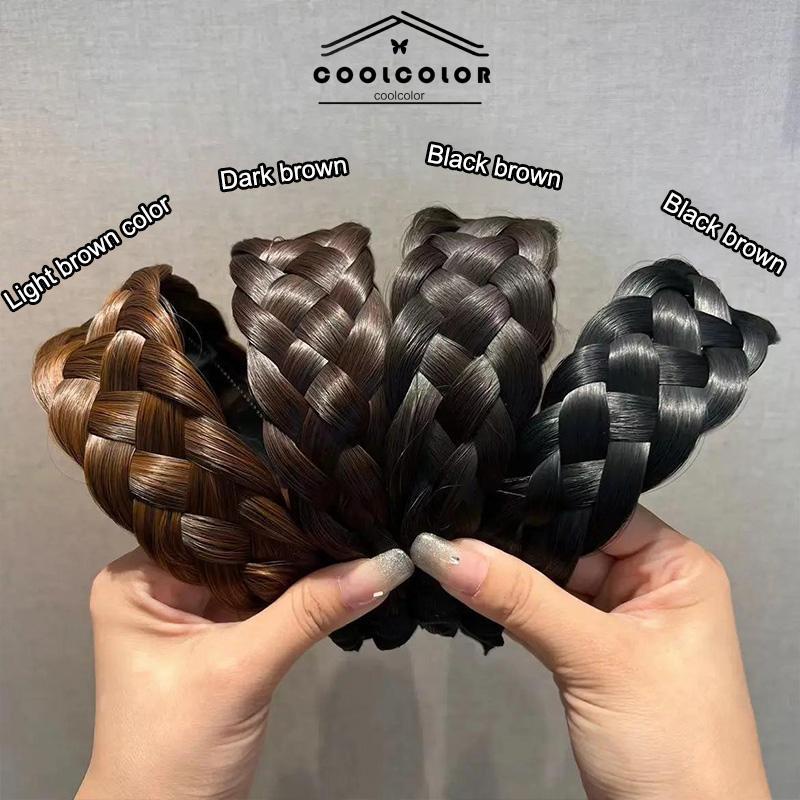 COD❤️Ikat Kepala Wig Kepang Bertepi Lebar ikat kepala Kepang Fishbone Menebal Kepang Twist yang Menebal Cuci Muka Ikat Rambut Wanita- cl