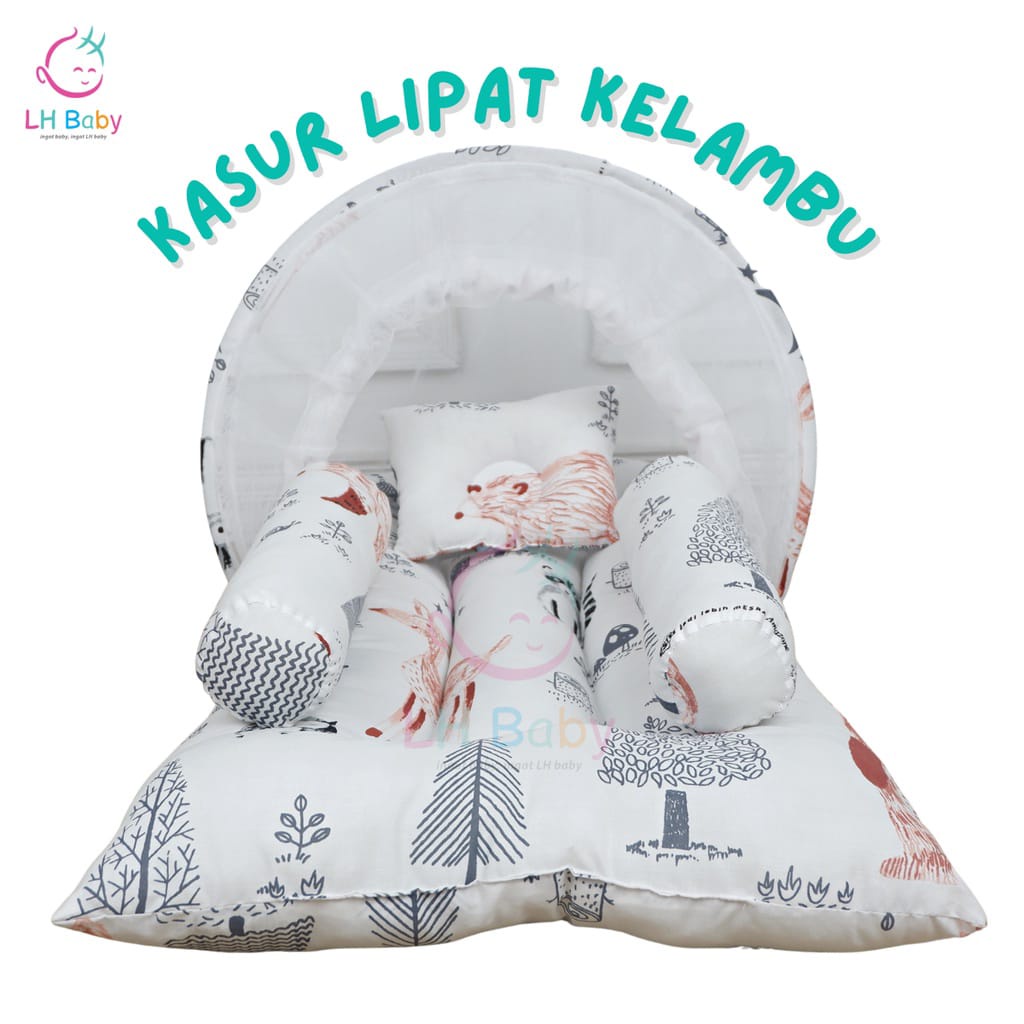 Kasur Bayi Karakter Lipat BerKelambu Lepas Unik Motif LV| Perlengkapan Bayi I Kkado lahiran tempat tidur elhababy elha baby