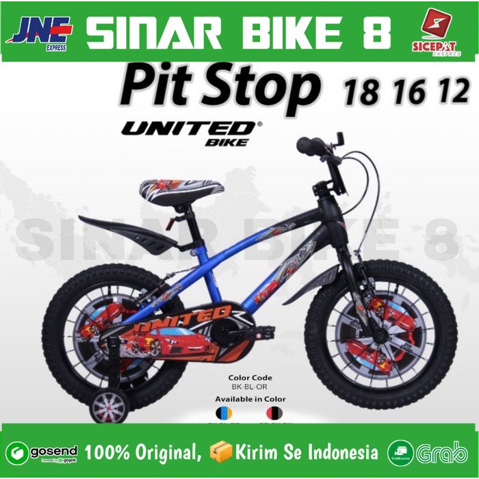 Sepeda Anak Laki Laki BMX UNITED PIT STOP Ukuran 12&quot; 16&quot; dan 18 Inch