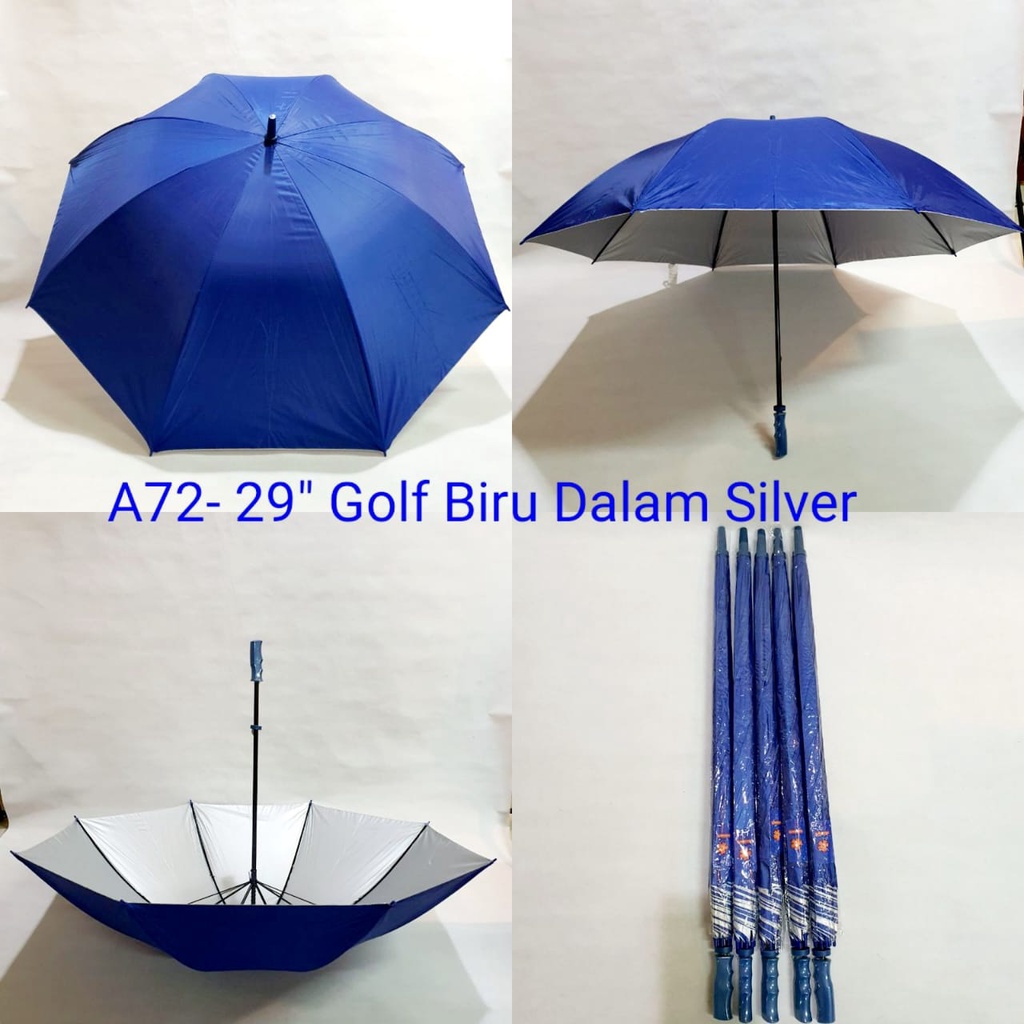 Payung Golf Jumbo Polos Luar Warna Dalam Silver Payung Promosi Payung Sablon