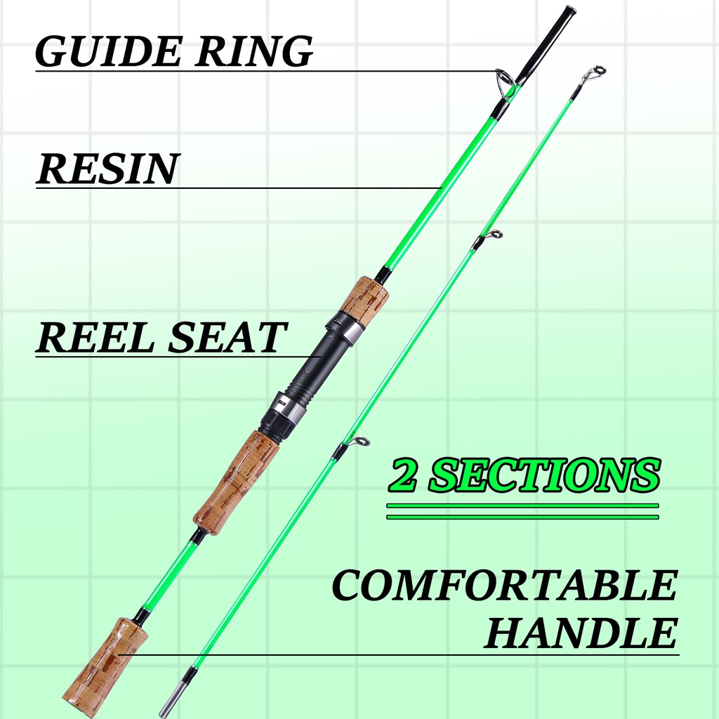 Joran Pancing 1.2M 1.6M Spining Fishing Rod 2 Sections Wooden Handle Fishing Pole Fishing Tackle Max Drag 5kg Fishing Rod  For Freshwater or Saltwater Joran Pancing