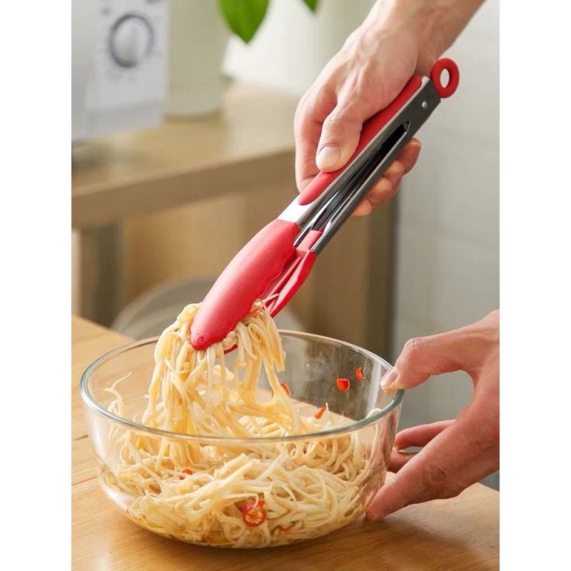 LDS Capitan Makanan Kue Dan Gorengan Warna / Food Tongs Silicone Stainless / Capitan Silikon Murah Anti Lengket Quality Premium Import