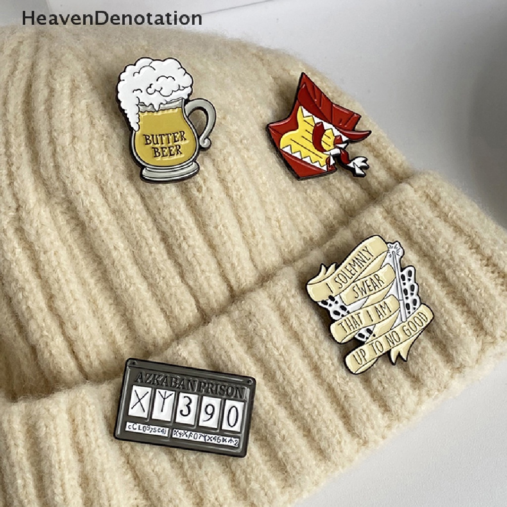 [HeavenDenotation] Magic World Enamel Pin Tiket Kereta Kacamata Hitam Howler Bros Kerah Lencana Penyihir Penyihir Penyihir Perhiasan Hadiah Untuk Teman Anak HDV