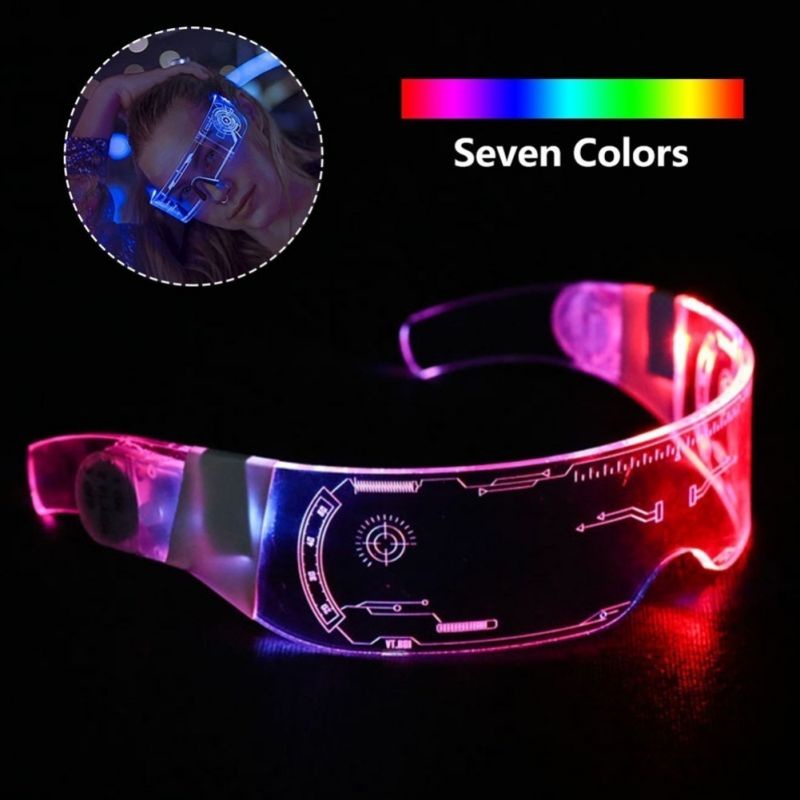 7 Warna Kacamata LED Colorful Luminous Glasses LED Dual Control Pesta ​Rave Party DJ Club