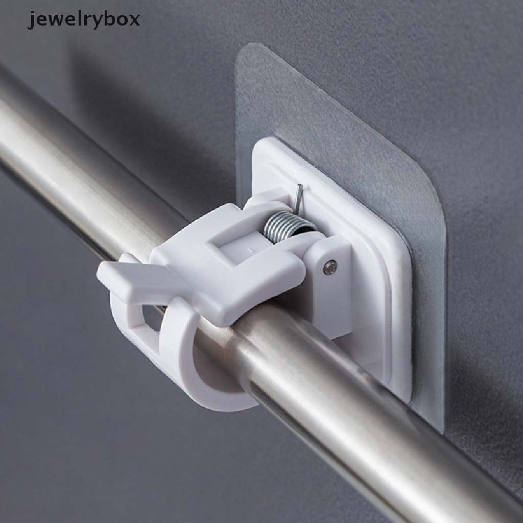 [jewelrybox] 2pcs Self Adhesive Curtain Rod Punch-free Tirai Batang Klip Pengait Holder Butik
