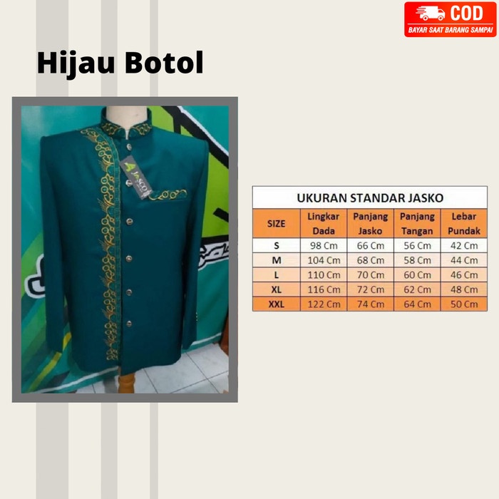 Jasko Jas Koko Pria Jasko Motif Bordir Warna Coklat Tua Dan Hijau Botol