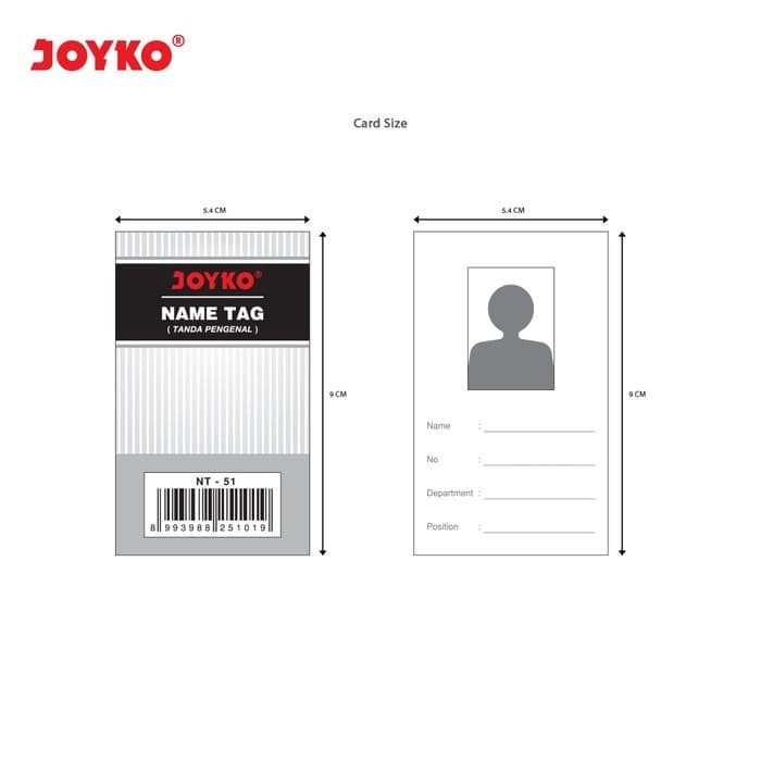 Name Tag Joyko NT-51 / NT-52 / NT-53 / NT-54 / Tempat ID Card Holder / Portrait