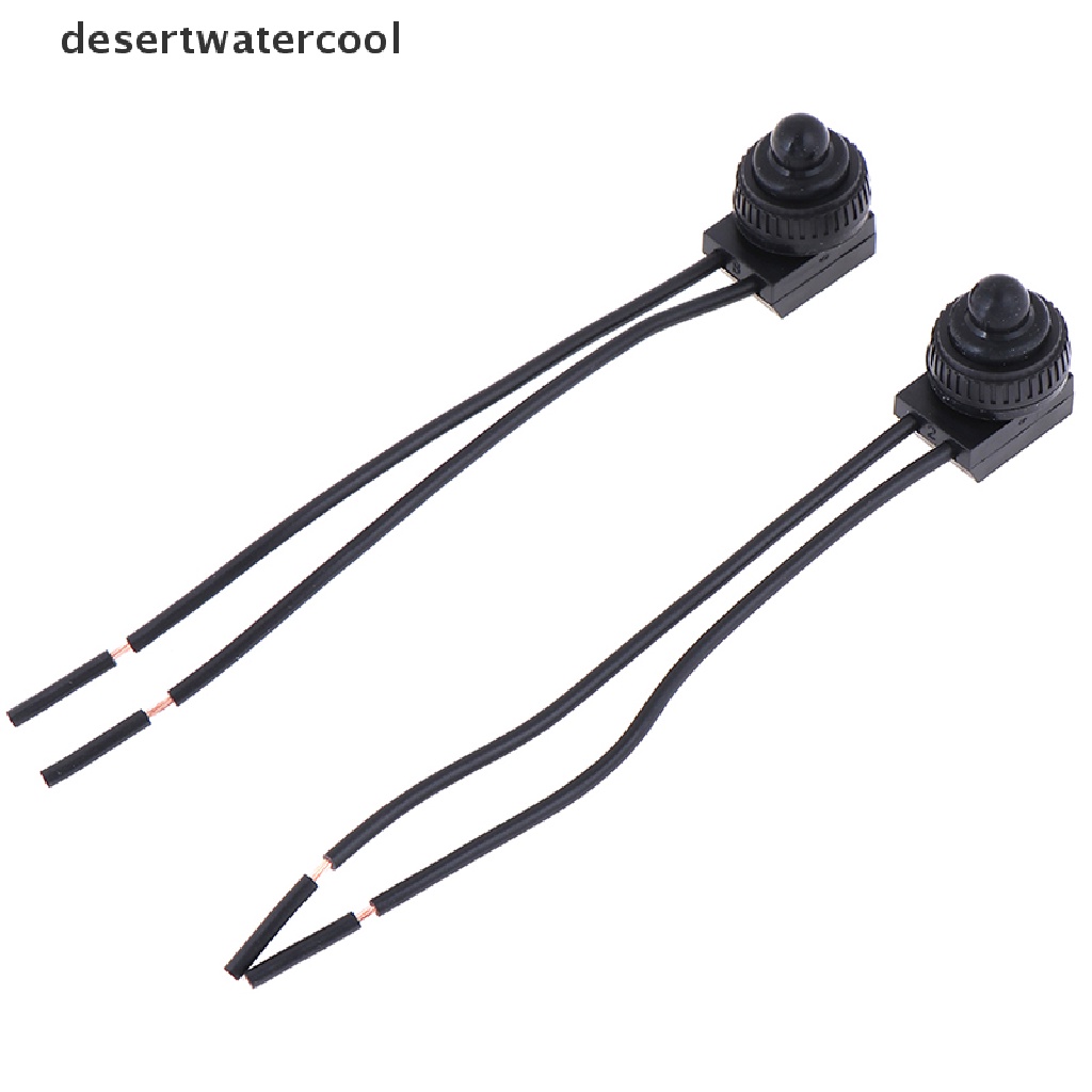 Deid 2PCS Saklar On-Off Tombol Tekan Tahan Air 12V Dengan Kawat Timbal 4 &quot;Hitam Martijn