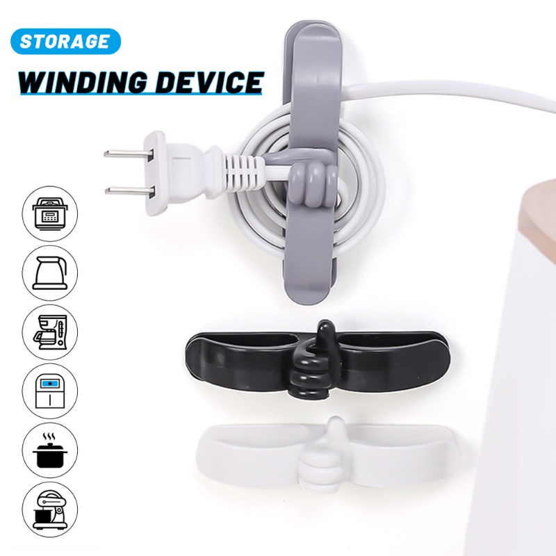 1pc Cable Organizer Socket Holder Winding Type Wire Winder Bentuk Jempol Pukulan Gratis Data Line Rak Penyimpanan Artefak Rumah Tangga