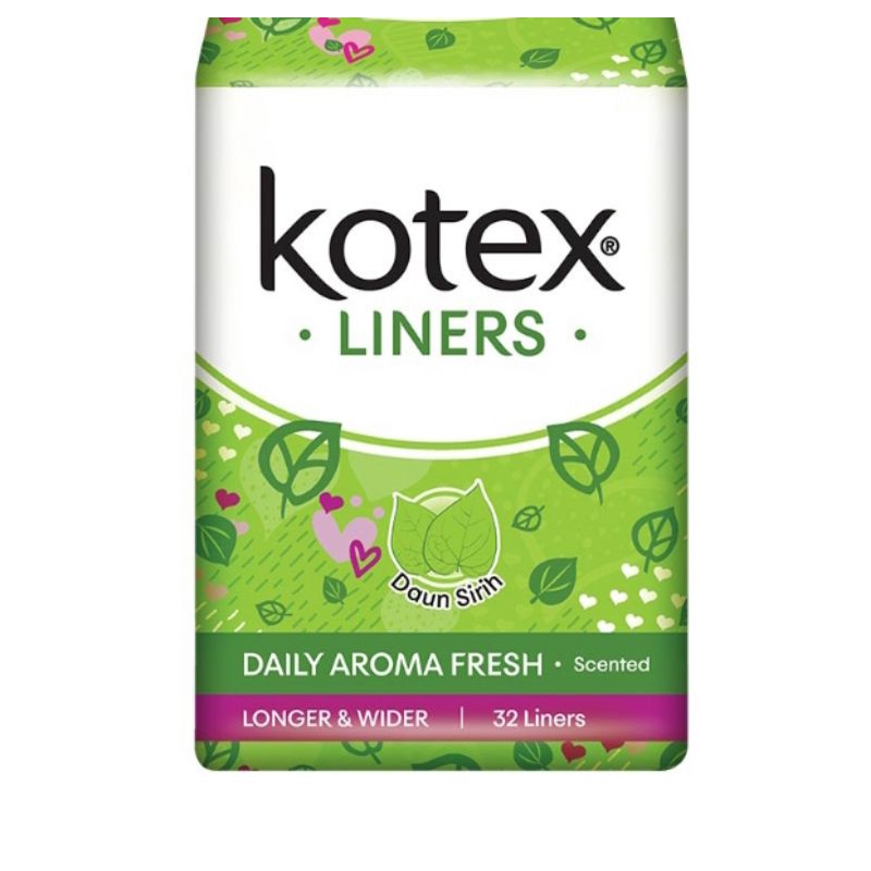 Kotex Panty Liner Longer & Wider Daun sirih 32 pcs