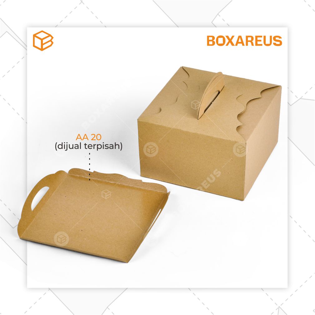 Cake Box, Kotak Kue, Gable Box, Kemasan, Packaging Hampers | 42012 Brown (10pcs)