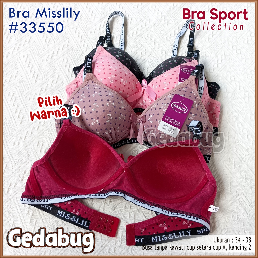 Bra BH Misslily 33550 Polkadot Bunga | Bra wanita dewasa Busa tipis tanpa Kawat Kancing 2 | Gedabug