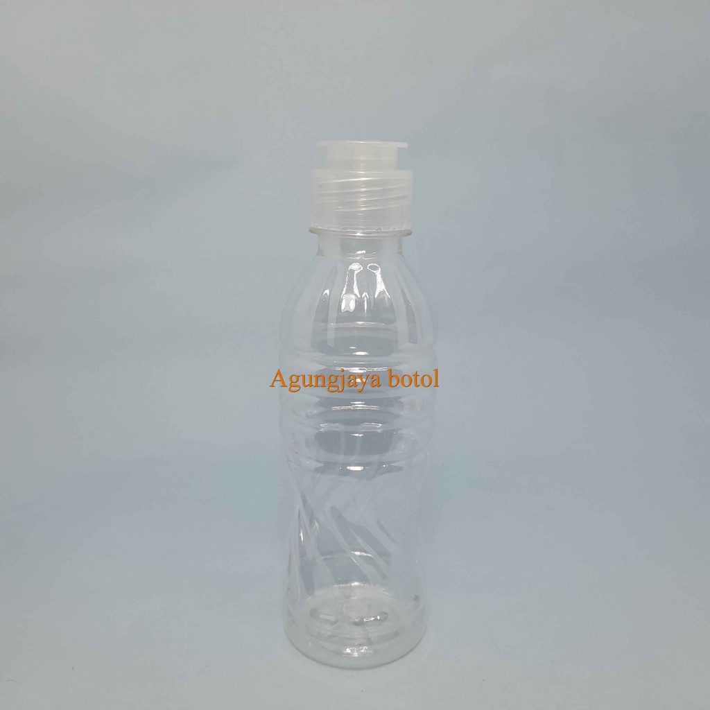 Botol Pet 280 Ml Amdk Ulir Natural Tutup Fliptop Jamur / Botol Plastik / Botol Sunlight / Botol Sabu