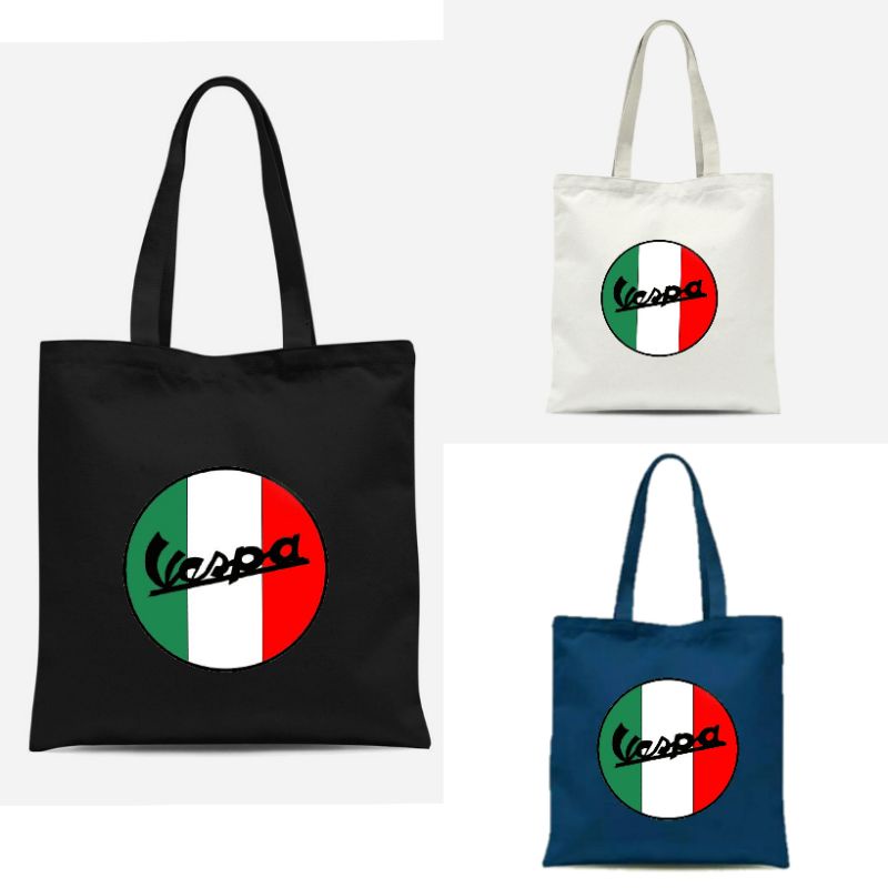 Tas Tote Bag Resleting /Totebag /Totebag Wanita /Tote bag kanvas / Tote Bag  Motif Vespa Italy /Totebag Pakai Resleting /Totebag Anti Air Murah